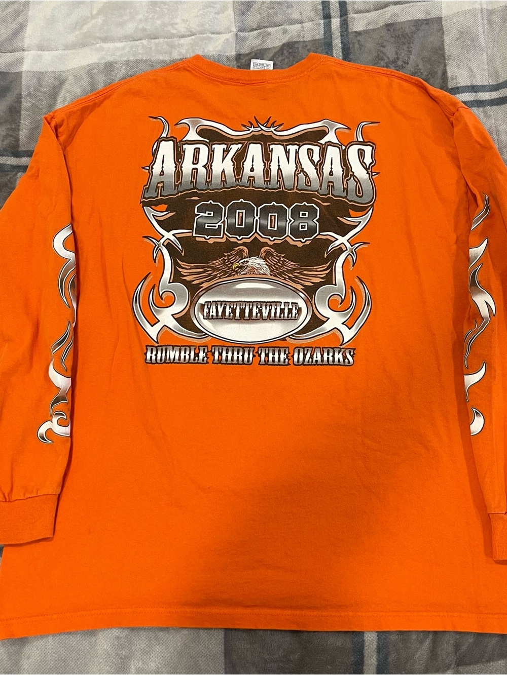 2008 Rumble Through the Ozarks Biker Rally Shirt 2XL Arkansas Long Sleeve Y2K